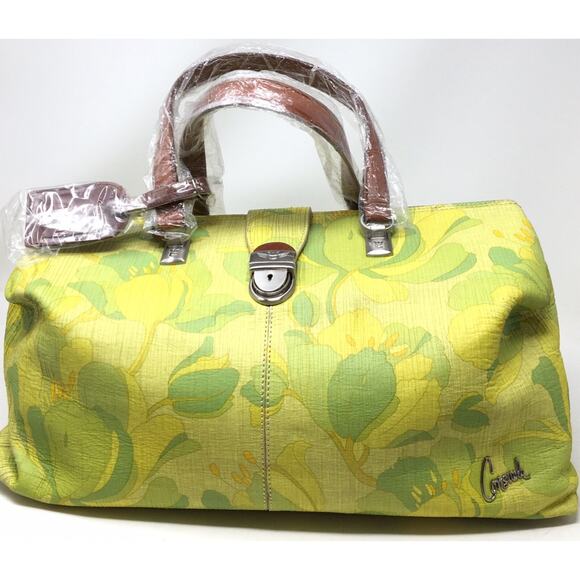 Consuela Handbags - Consuela Chartreuse St. Tropez Yellow & Green Vintage Large Signature Handbag